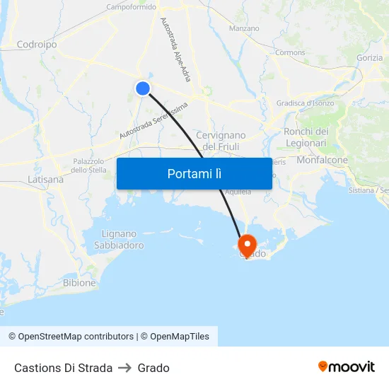 Castions Di Strada to Grado map