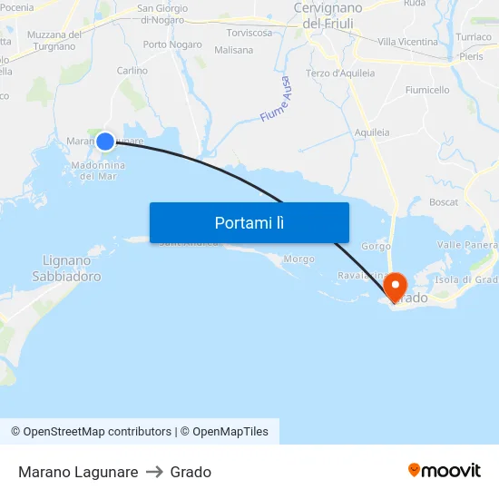 Marano Lagunare to Grado map