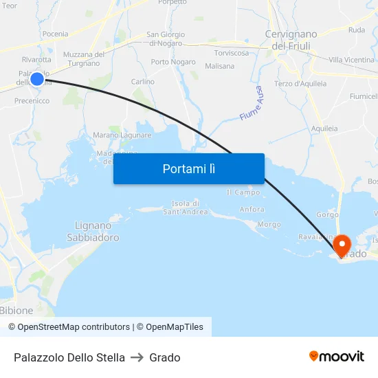 Palazzolo Dello Stella to Grado map