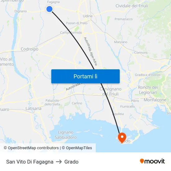 San Vito Di Fagagna to Grado map