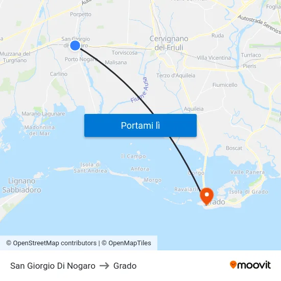 San Giorgio Di Nogaro to Grado map