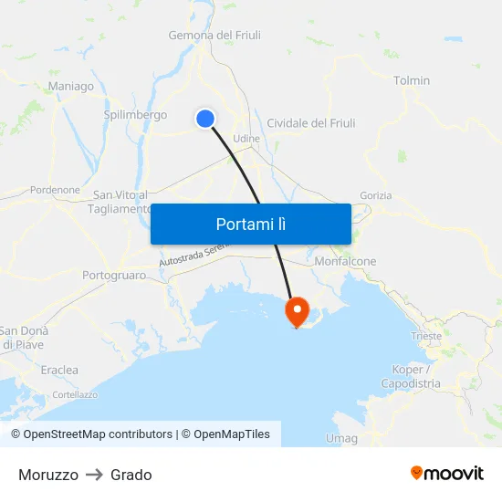 Moruzzo to Grado map