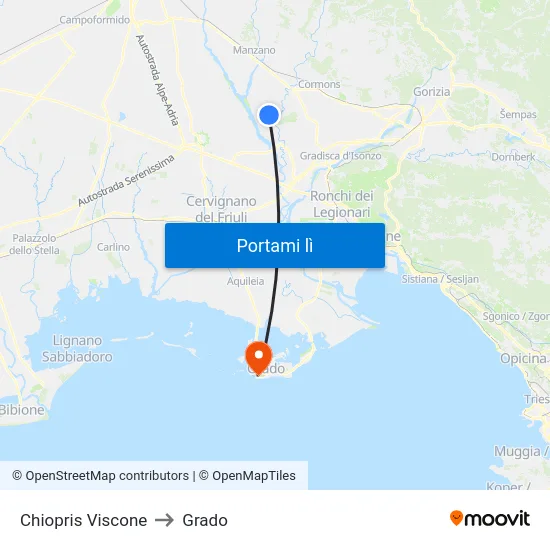 Chiopris Viscone to Grado map