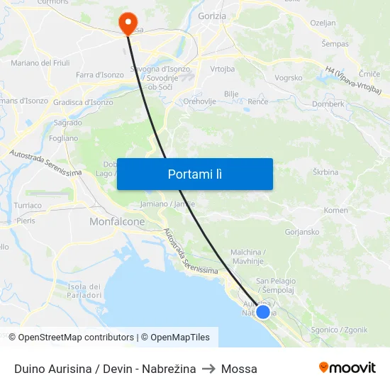 Duino Aurisina / Devin - Nabrežina to Mossa map
