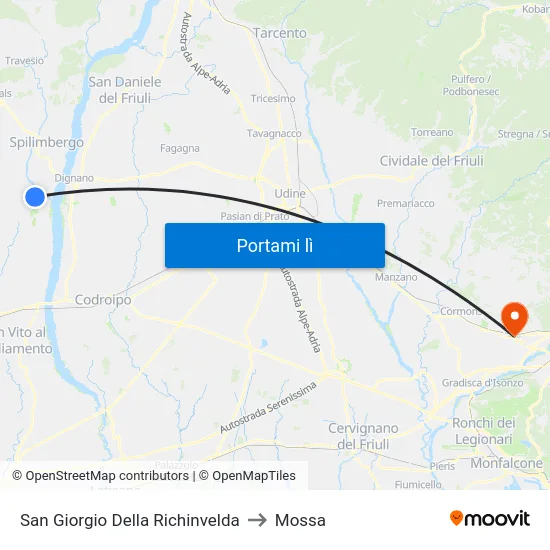 San Giorgio Della Richinvelda to Mossa map