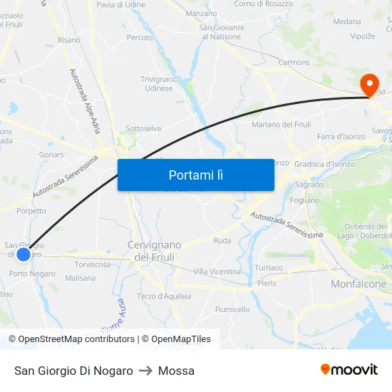 San Giorgio Di Nogaro to Mossa map