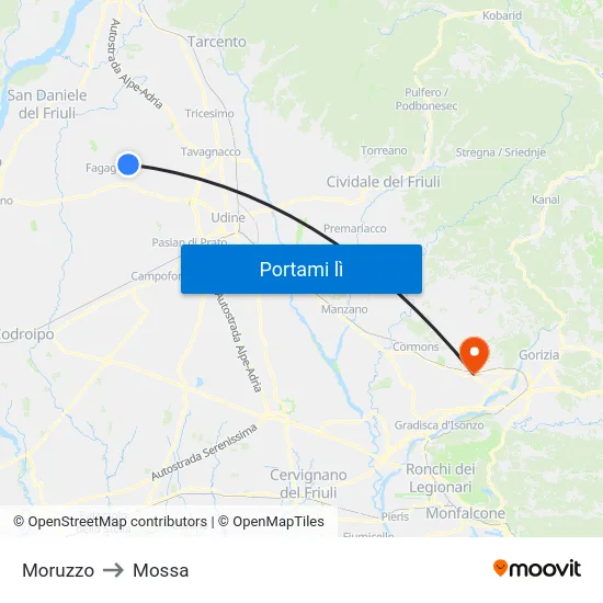 Moruzzo to Mossa map