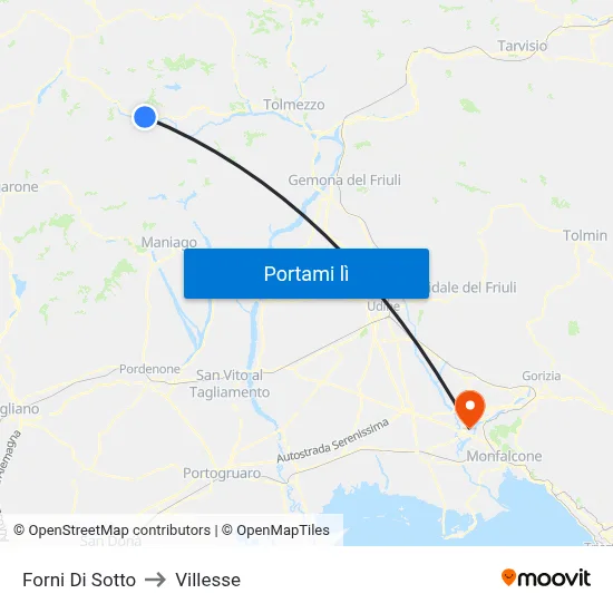Forni Di Sotto to Villesse map