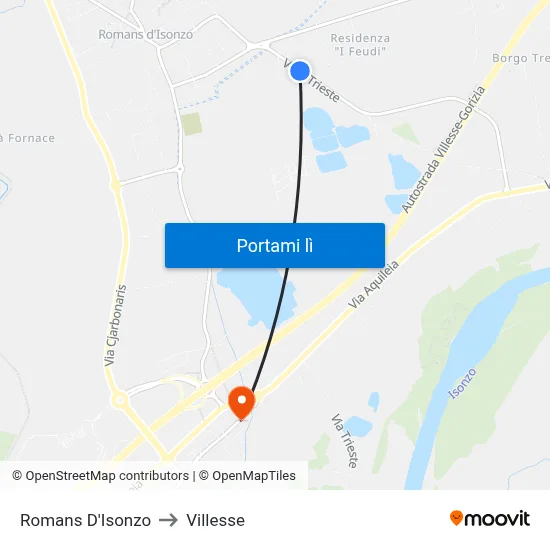 Romans D'Isonzo to Villesse map