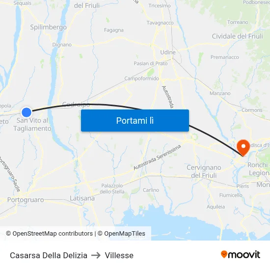 Casarsa Della Delizia to Villesse map