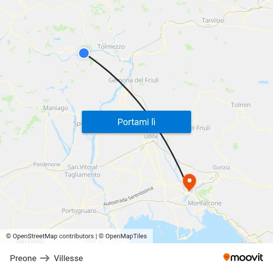 Preone to Villesse map