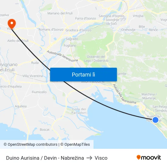 Duino Aurisina / Devin - Nabrežina to Visco map