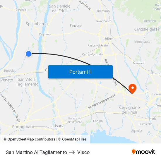 San Martino Al Tagliamento to Visco map