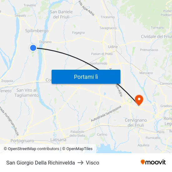 San Giorgio Della Richinvelda to Visco map
