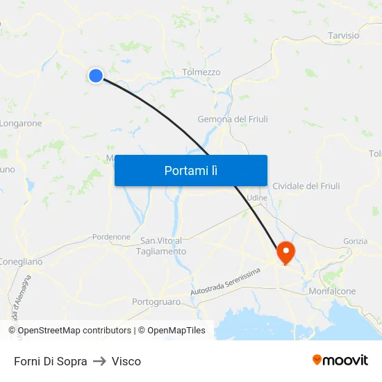 Forni Di Sopra to Visco map