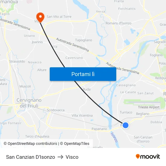 San Canzian D'Isonzo to Visco map