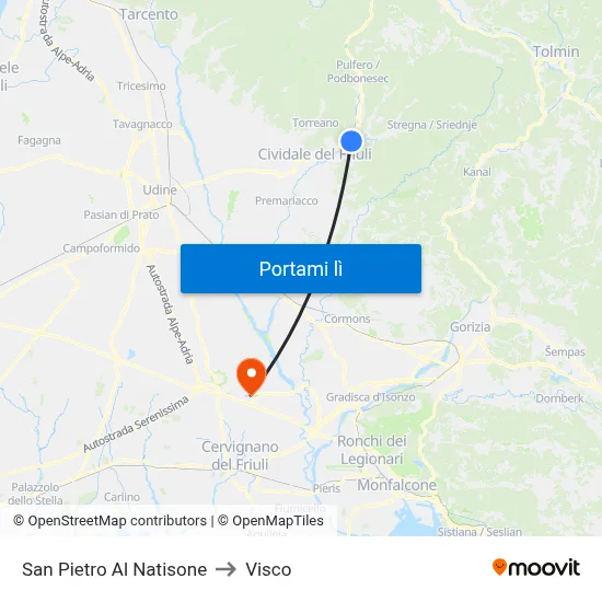 San Pietro Al Natisone to Visco map