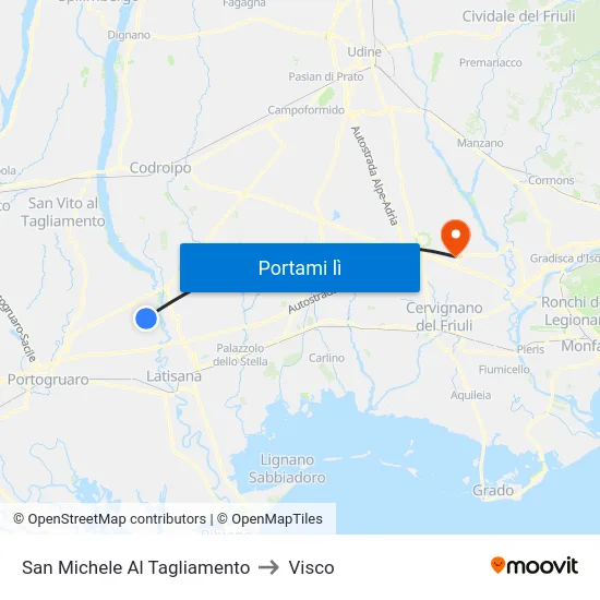 San Michele Al Tagliamento to Visco map