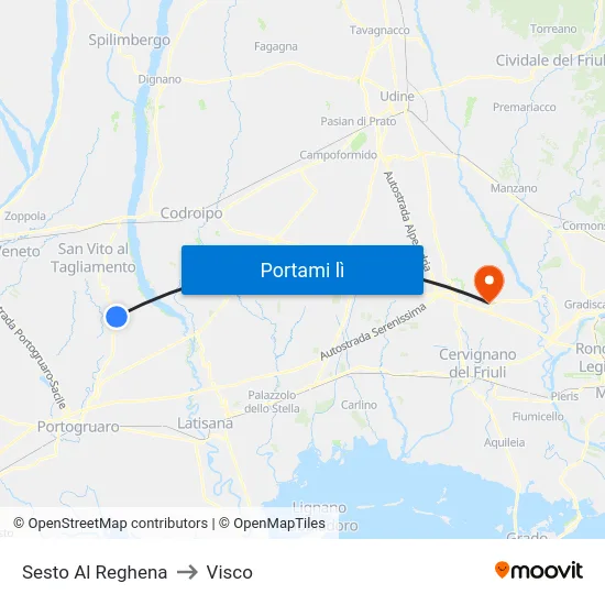 Sesto Al Reghena to Visco map