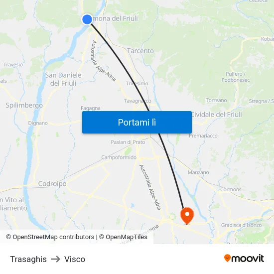 Trasaghis to Visco map