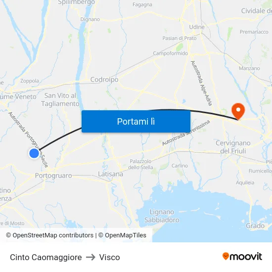 Cinto Caomaggiore to Visco map