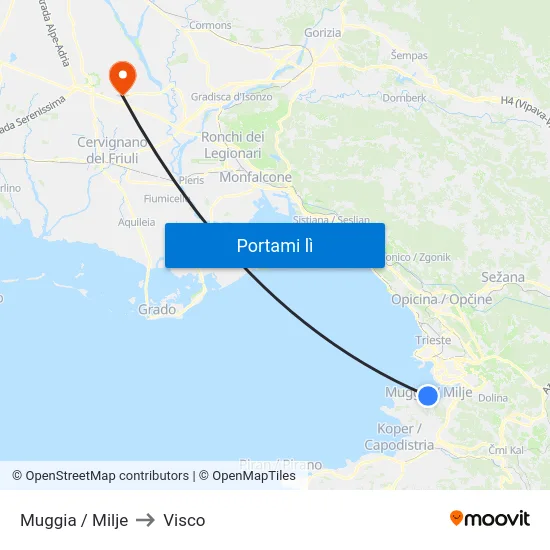 Muggia / Milje to Visco map