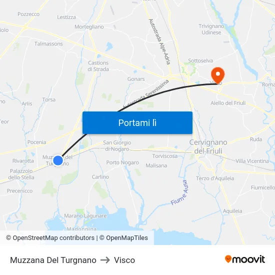 Muzzana Del Turgnano to Visco map