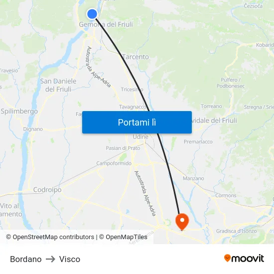 Bordano to Visco map
