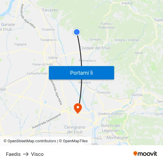 Faedis to Visco map