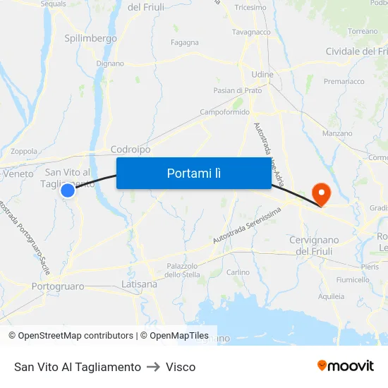 San Vito Al Tagliamento to Visco map