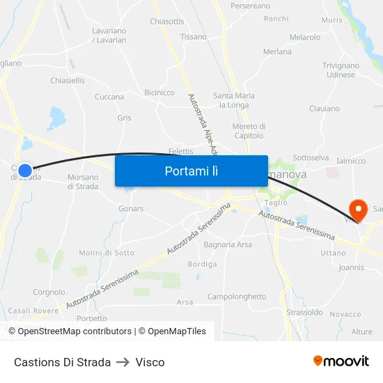 Castions Di Strada to Visco map
