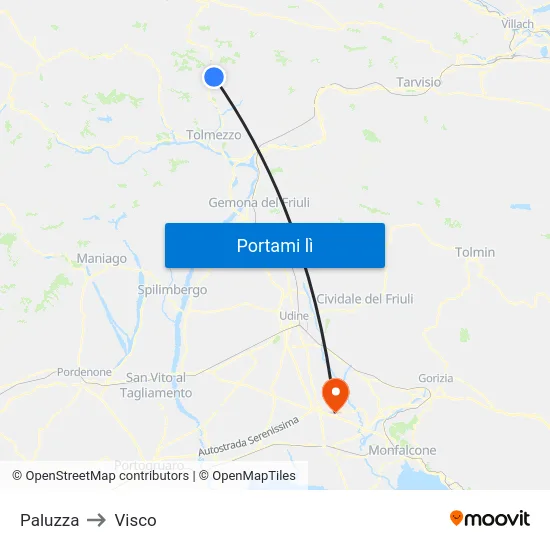 Paluzza to Visco map