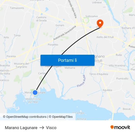Marano Lagunare to Visco map