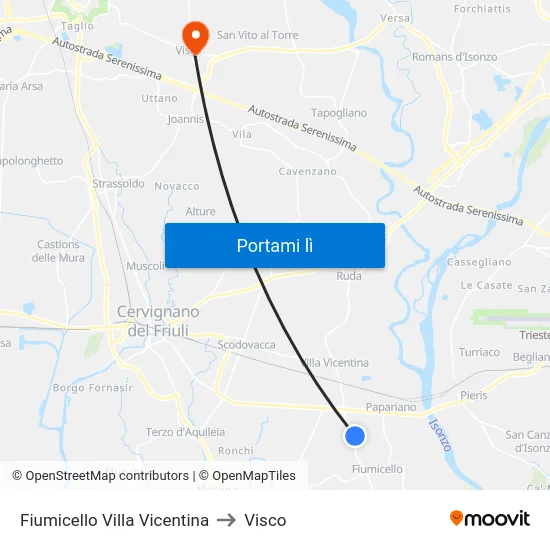 Fiumicello Villa Vicentina to Visco map