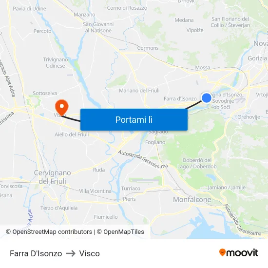 Farra D'Isonzo to Visco map