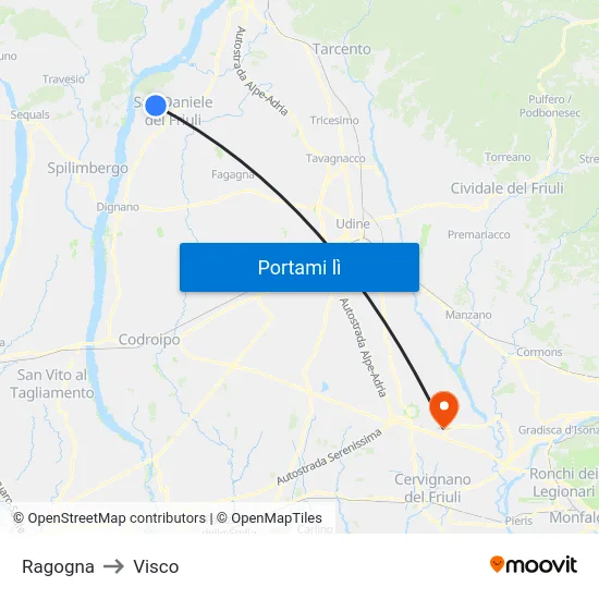 Ragogna to Visco map
