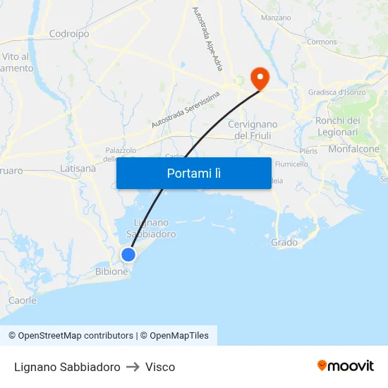 Lignano Sabbiadoro to Visco map