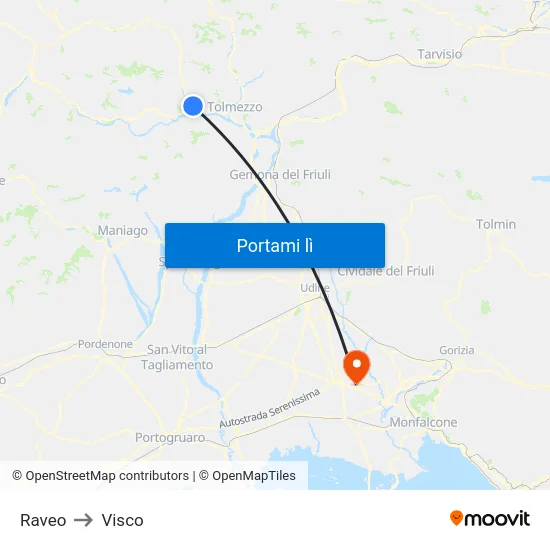 Raveo to Visco map