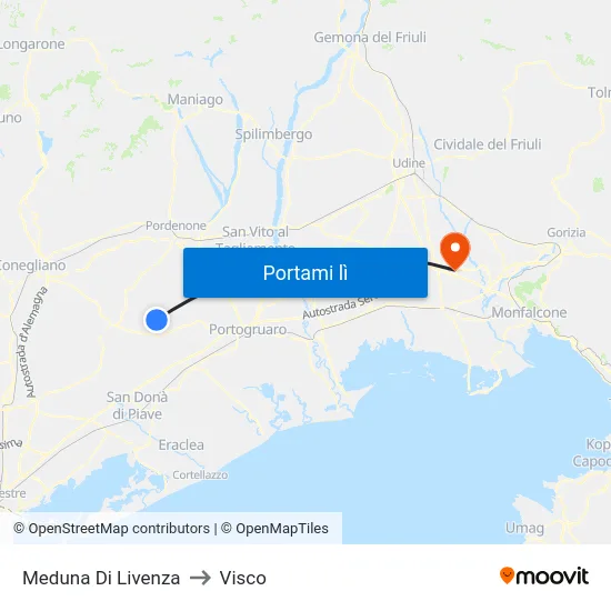 Meduna Di Livenza to Visco map