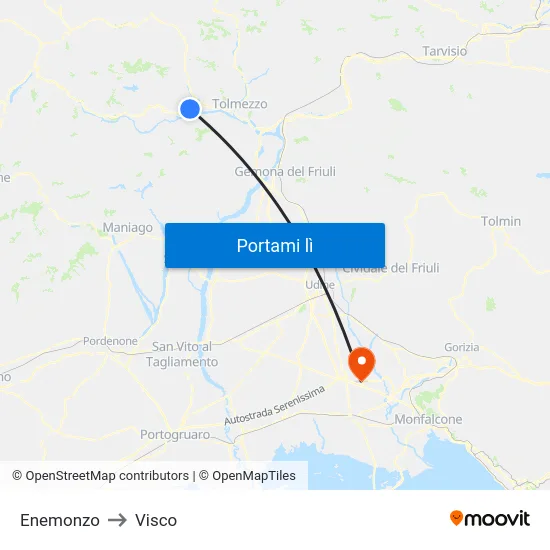 Enemonzo to Visco map