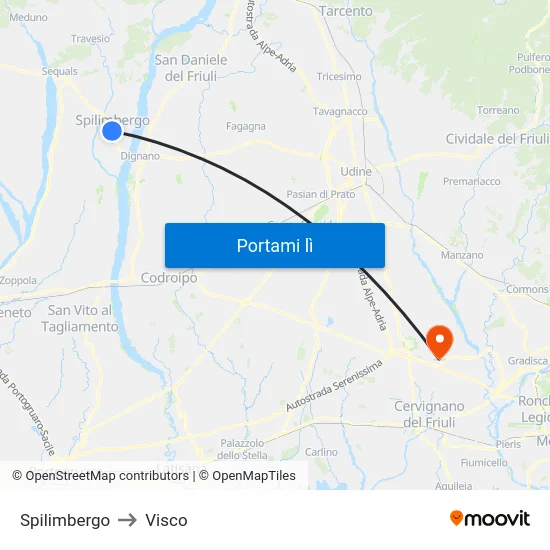 Spilimbergo to Visco map