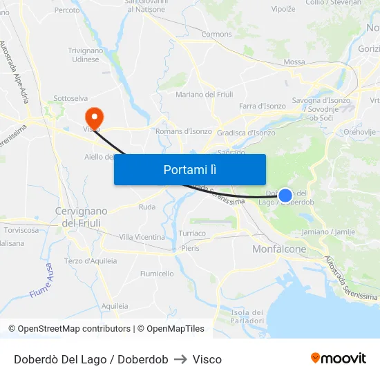 Doberdò Del Lago / Doberdob to Visco map