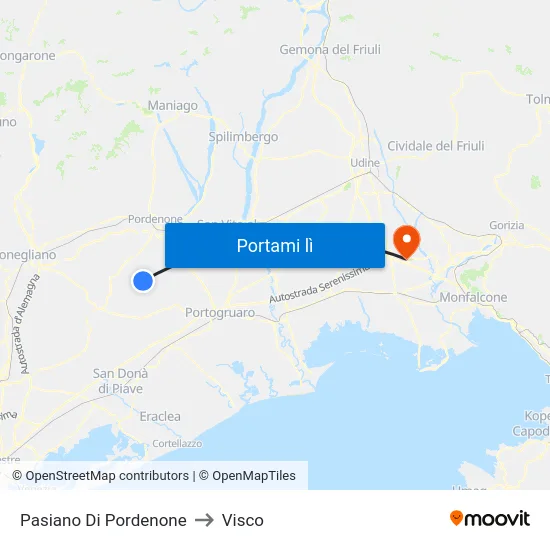 Pasiano Di Pordenone to Visco map