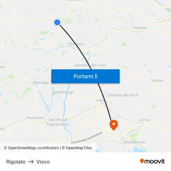 Rigolato to Visco map