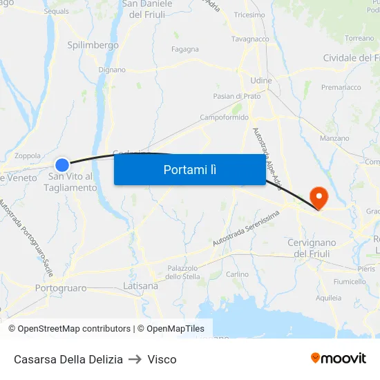 Casarsa Della Delizia to Visco map