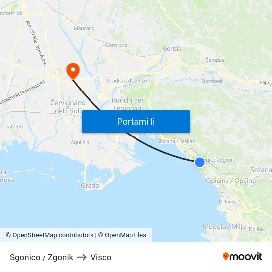 Sgonico / Zgonik to Visco map