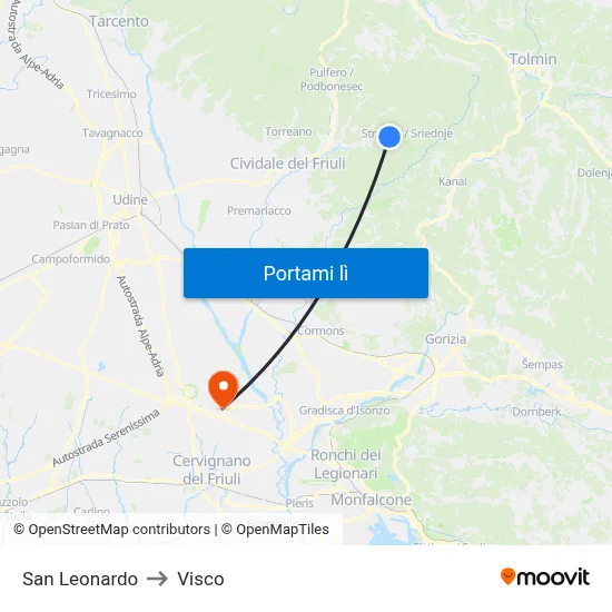 San Leonardo to Visco map