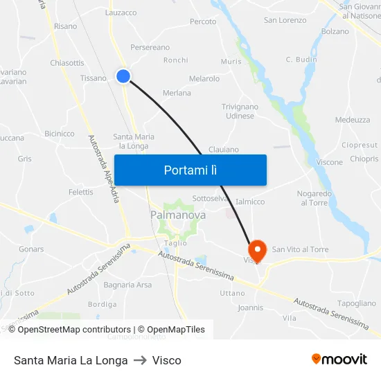 Santa Maria La Longa to Visco map