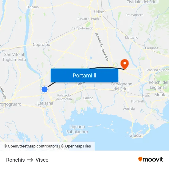 Ronchis to Visco map
