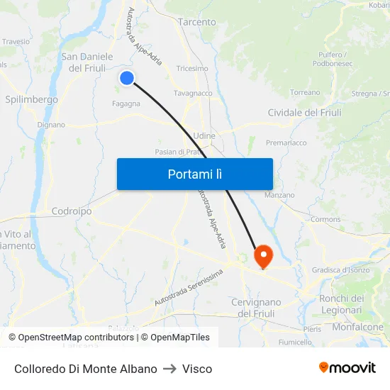 Colloredo Di Monte Albano to Visco map